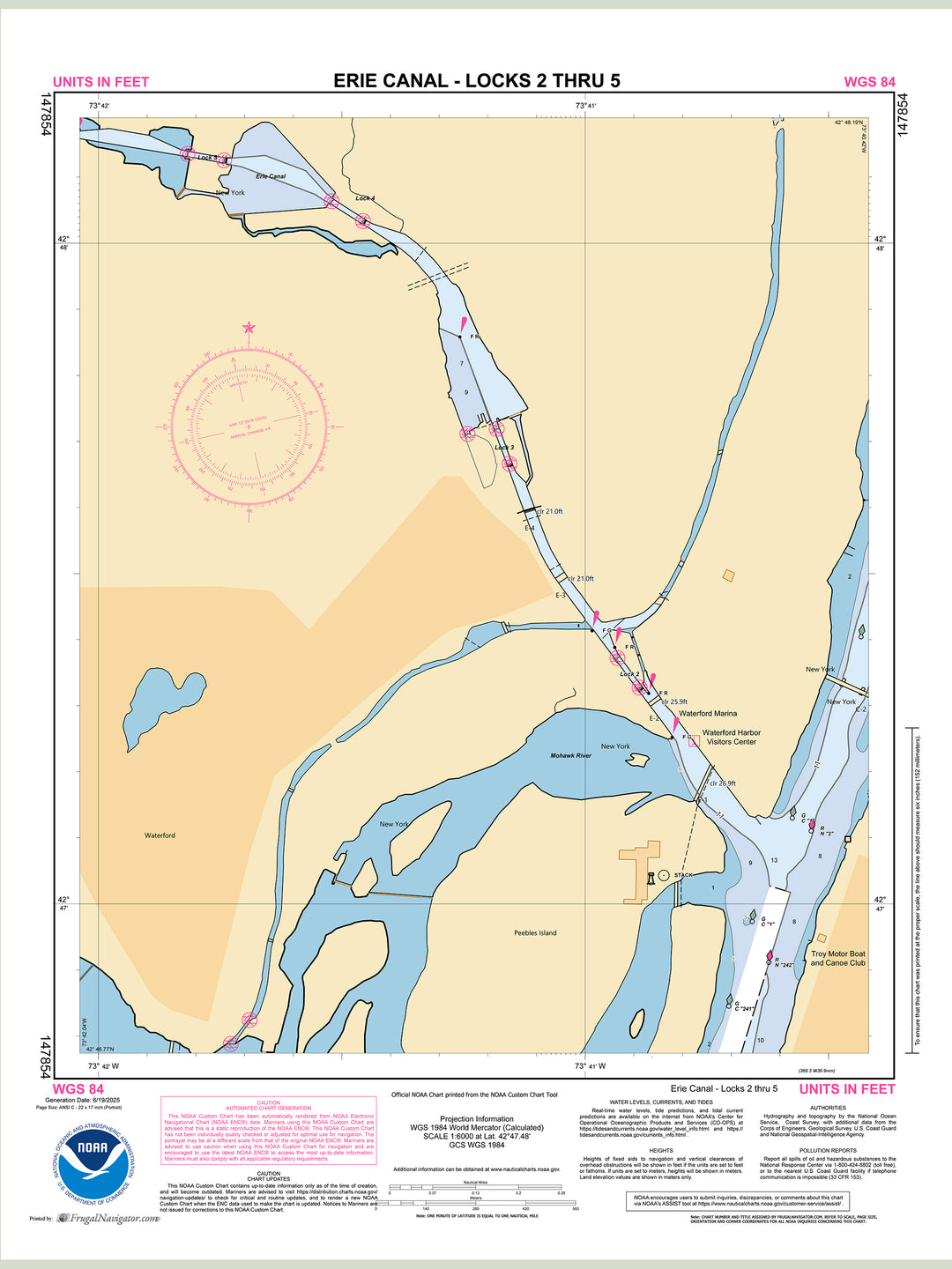 Official NOAA nautical chart 147854 – Erie Canal - Locks 2 thru 5.