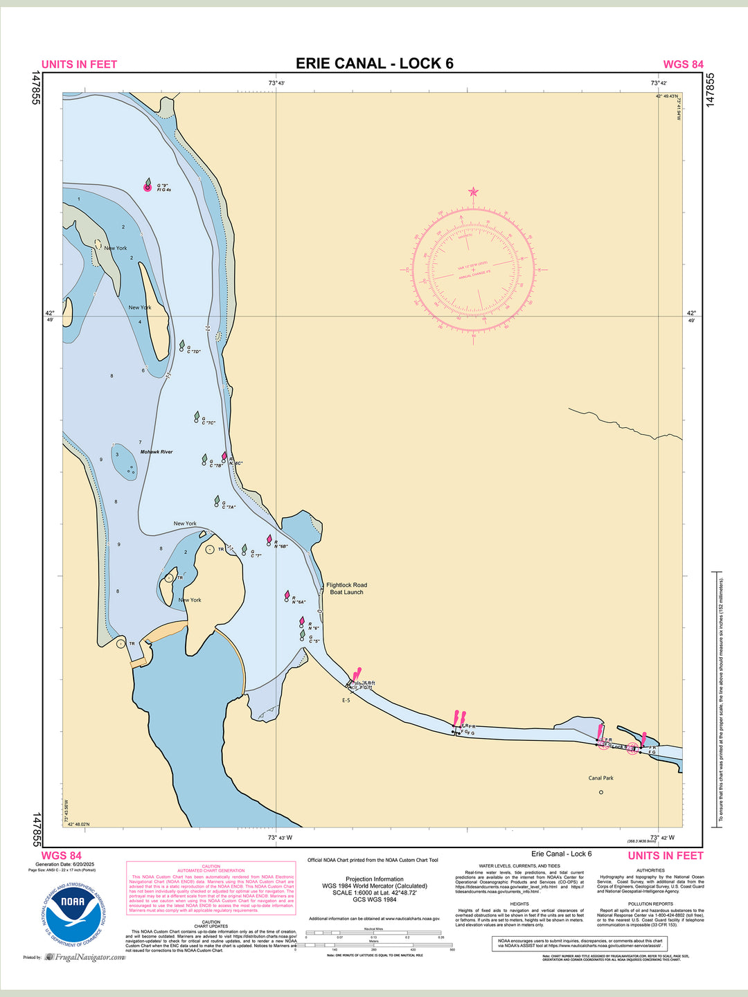 Official NOAA nautical chart 147855 – Erie Canal - Locks 6.