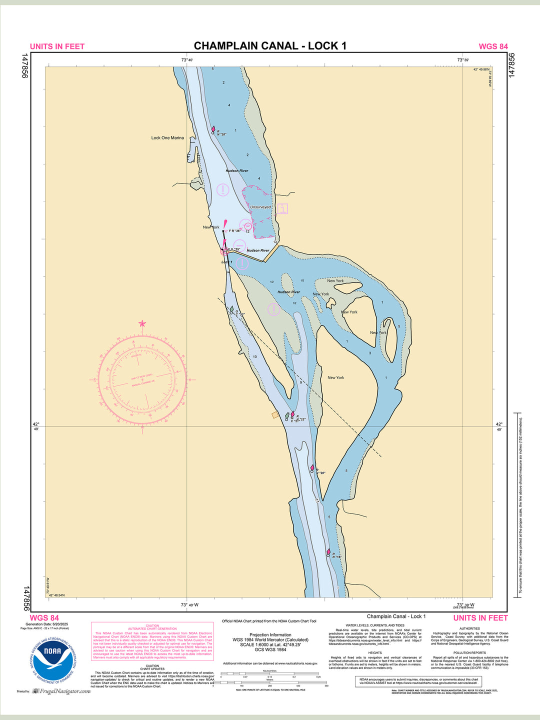 Official NOAA nautical chart 147856 – Hudson River - Champlain Canal Locks 1.