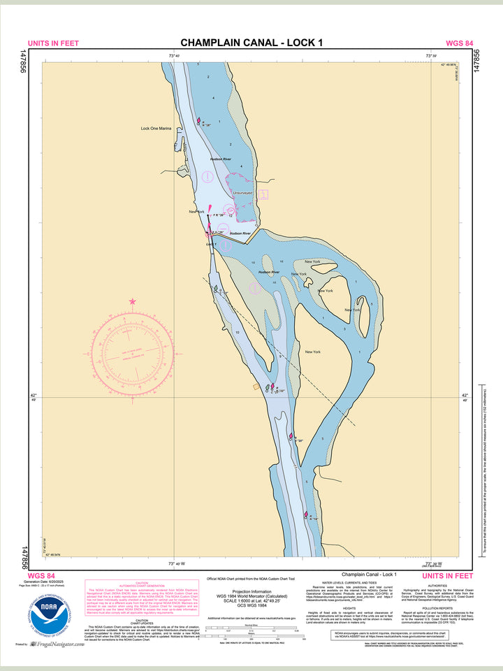 Official NOAA nautical chart 147856 – Hudson River - Champlain Canal Locks 1.