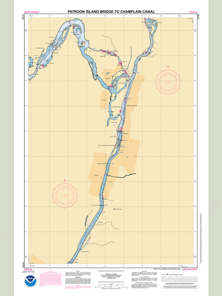 Official NOAA nautical chart 14785 – Hudson River - Patroon Island Bridge to Champlain Canal.
