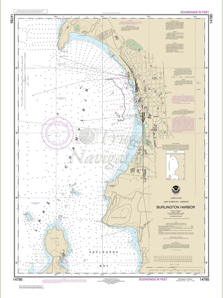 Archival NOAA nautical chart Burlington – Harbor.