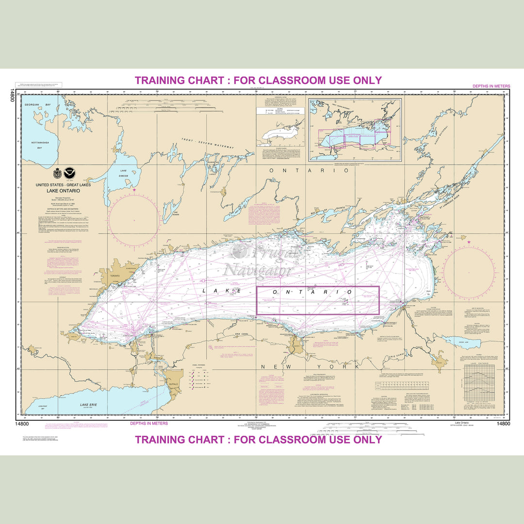NOAA archival / training nautical chart 14800 – Lake Ontario (not for navigation).