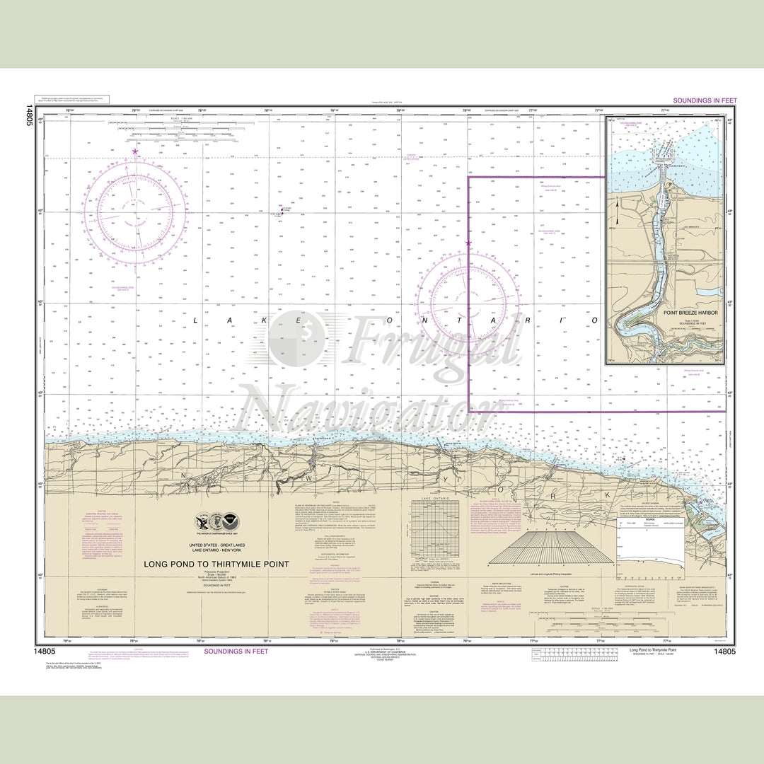 Archival NOAA nautical chart Long – Pond to Thirtymile Point.