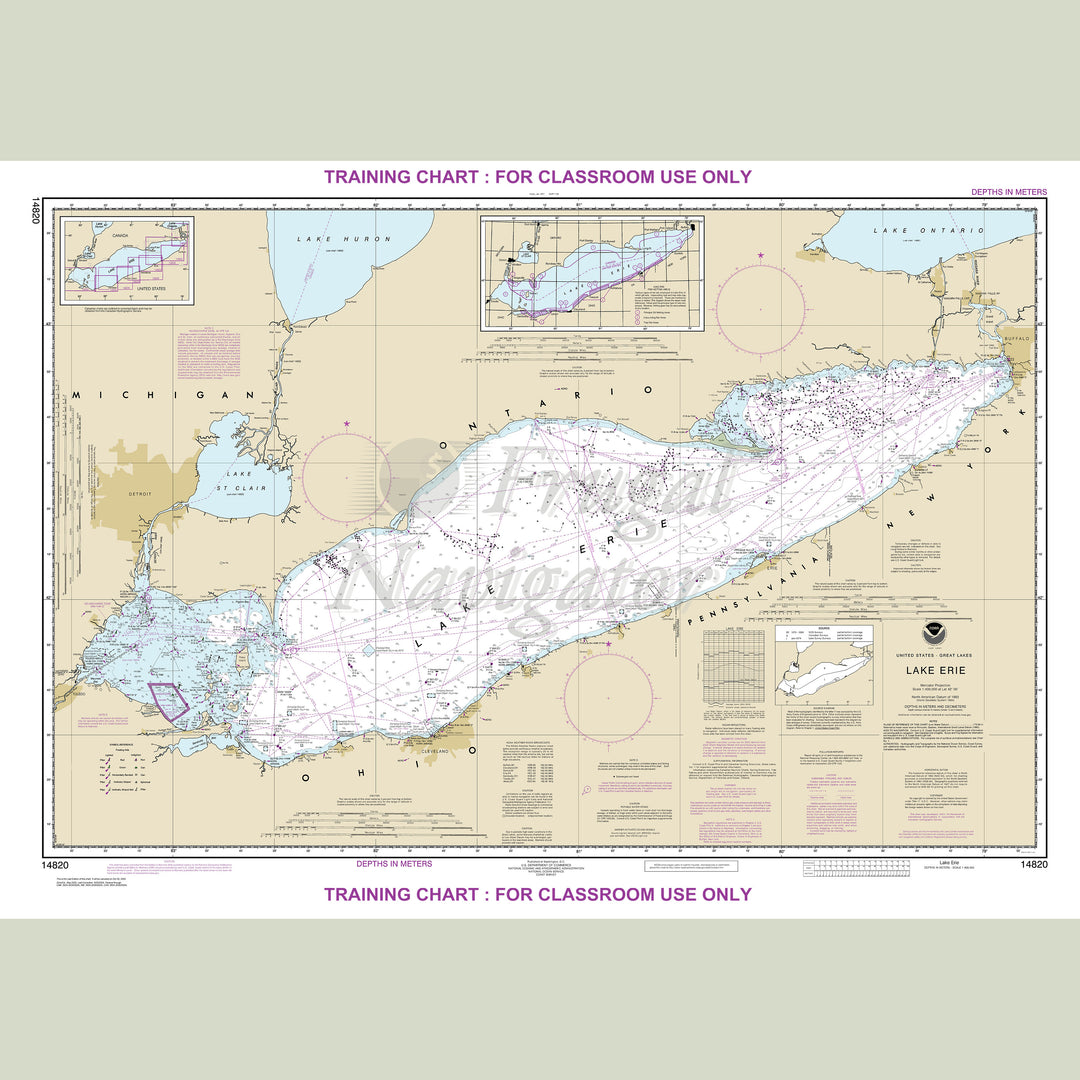 NOAA archival / training nautical chart 14820 – Lake Erie (not for navigation).
