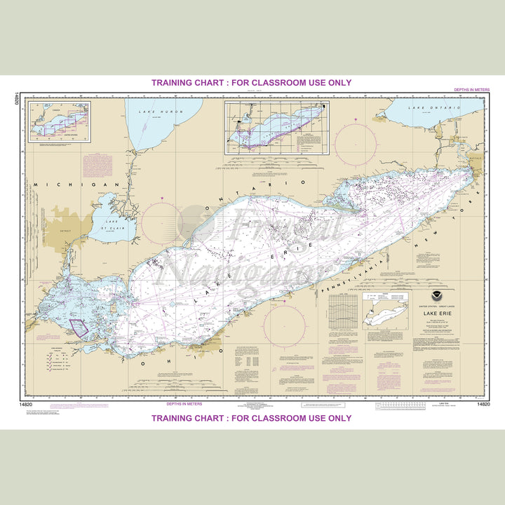 NOAA archival / training nautical chart 14820 – Lake Erie (not for navigation).