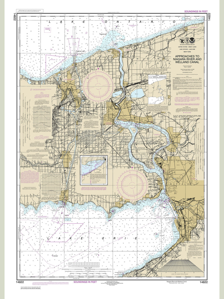 Archival NOAA nautical chart Approaches – to Niagara River and Welland Canal.
