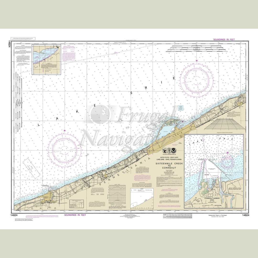 Archival NOAA nautical chart Sixteenmile – Creek to Conneaut.