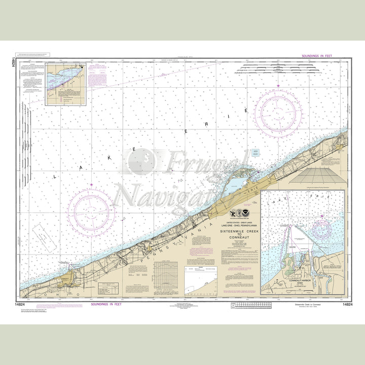 Archival NOAA nautical chart Sixteenmile – Creek to Conneaut.