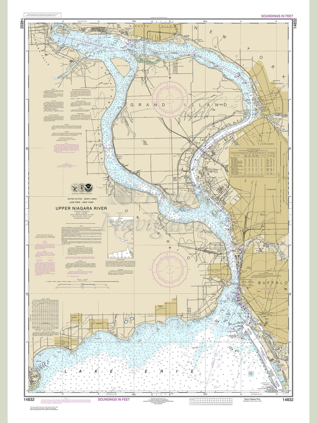 Archival NOAA nautical chart Niagara – Falls to Buffalo.