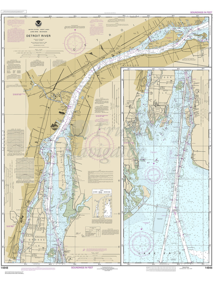 Archival NOAA nautical chart Detroit – River.