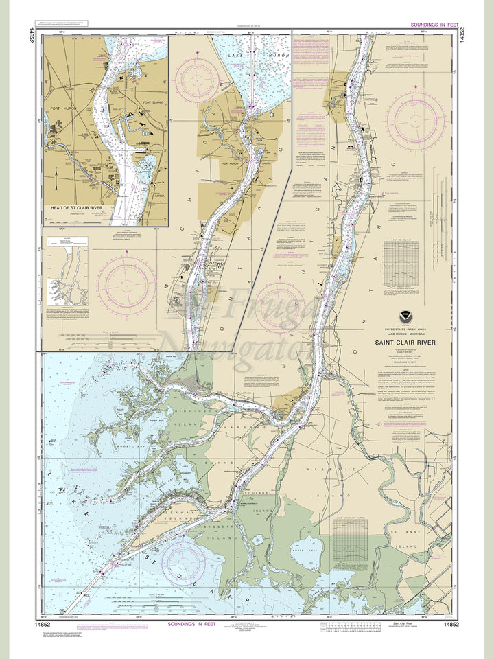 Archival NOAA nautical chart St. – Clair River.