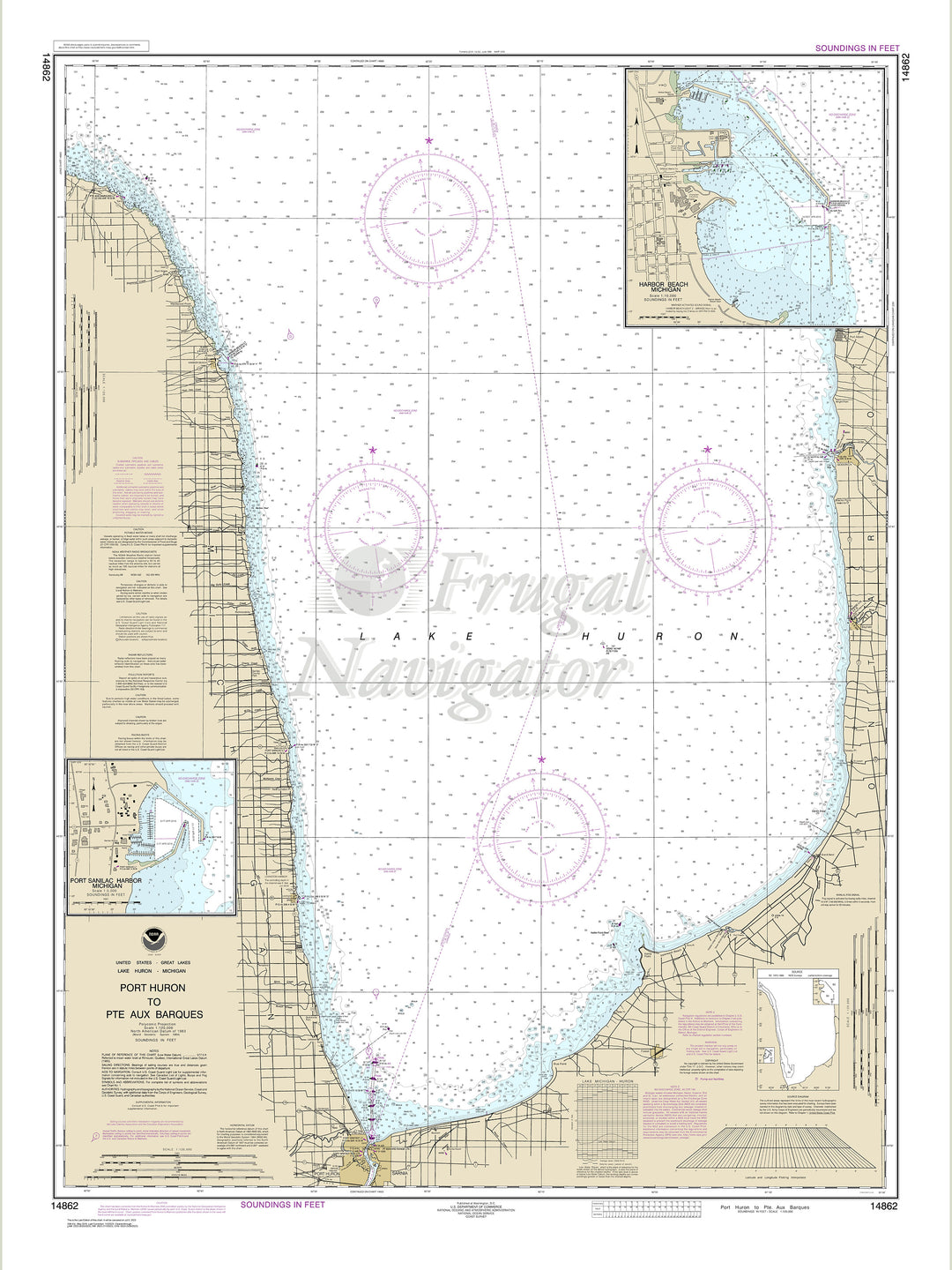 Archival NOAA nautical chart Port – Huron to Point aux Barques.