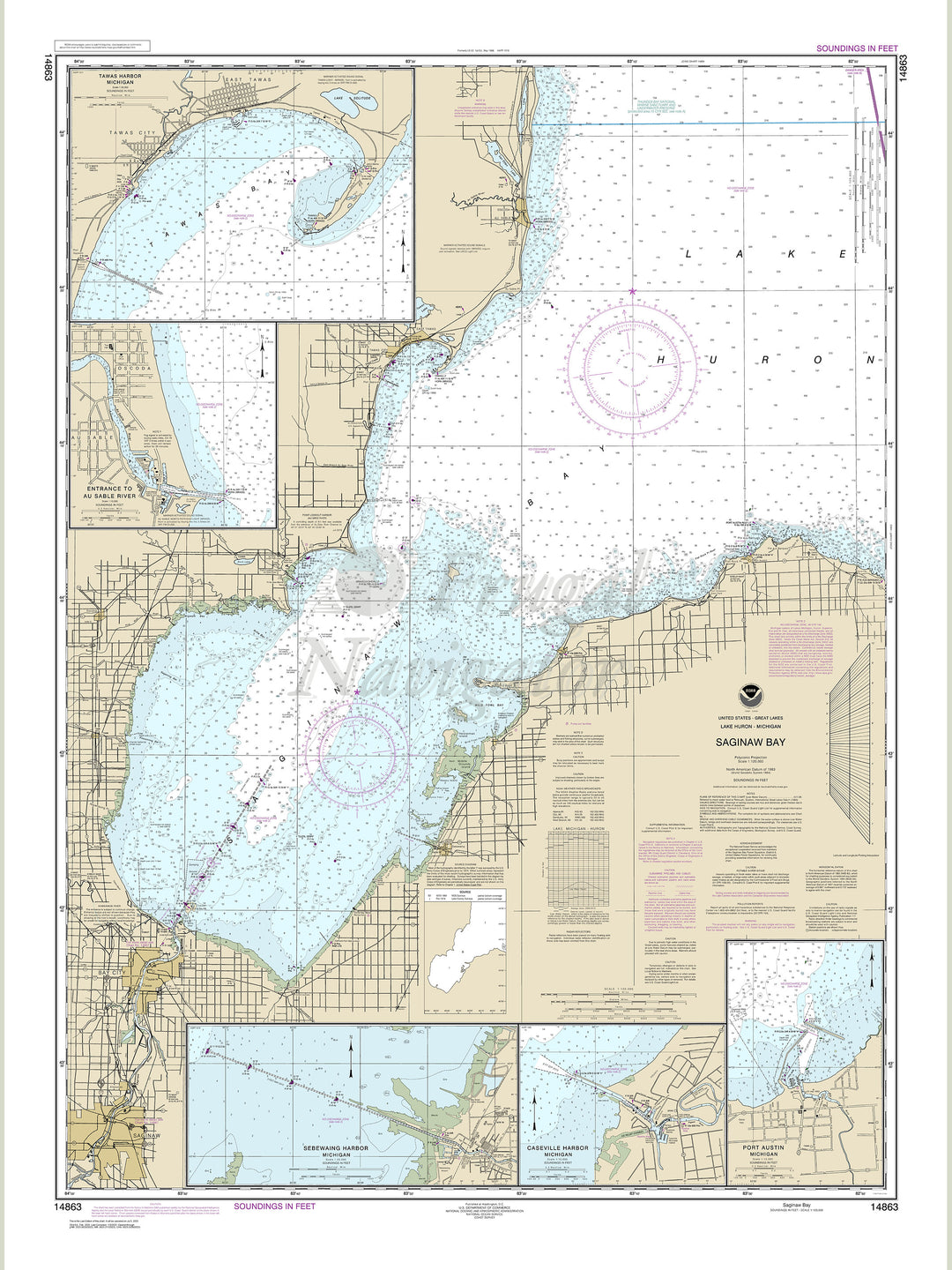 Archival NOAA nautical chart Saginaw – Bay.