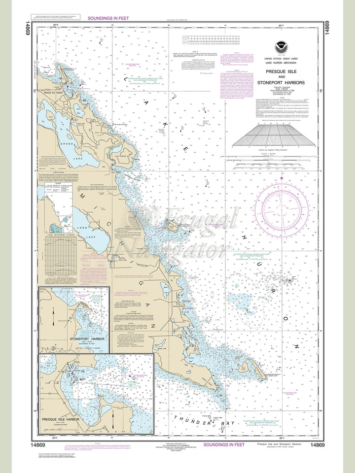 Archival NOAA nautical chart Stoneport – Harbor and Presque Isle Harbor.