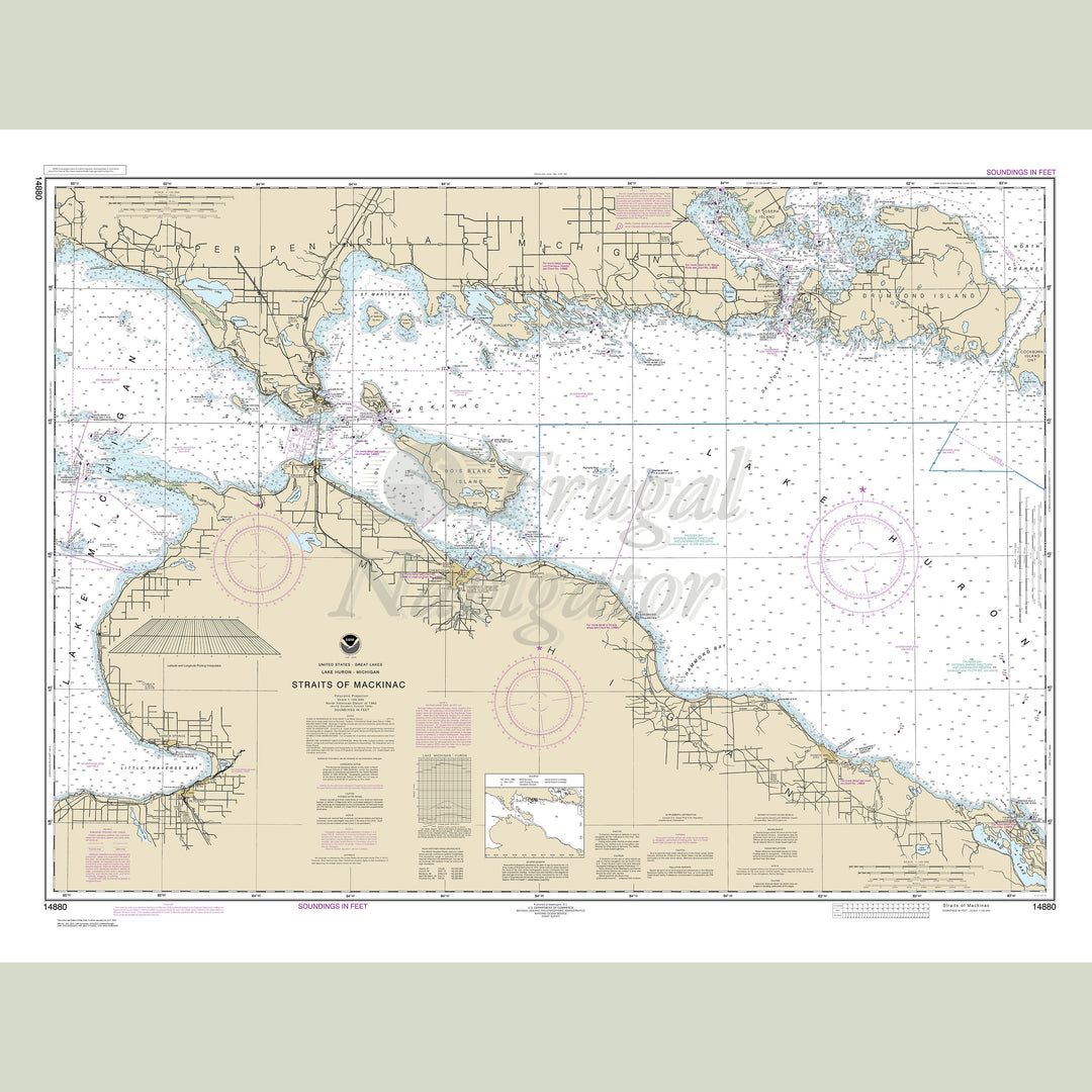 Archival NOAA nautical chart Straits – of Mackinac.