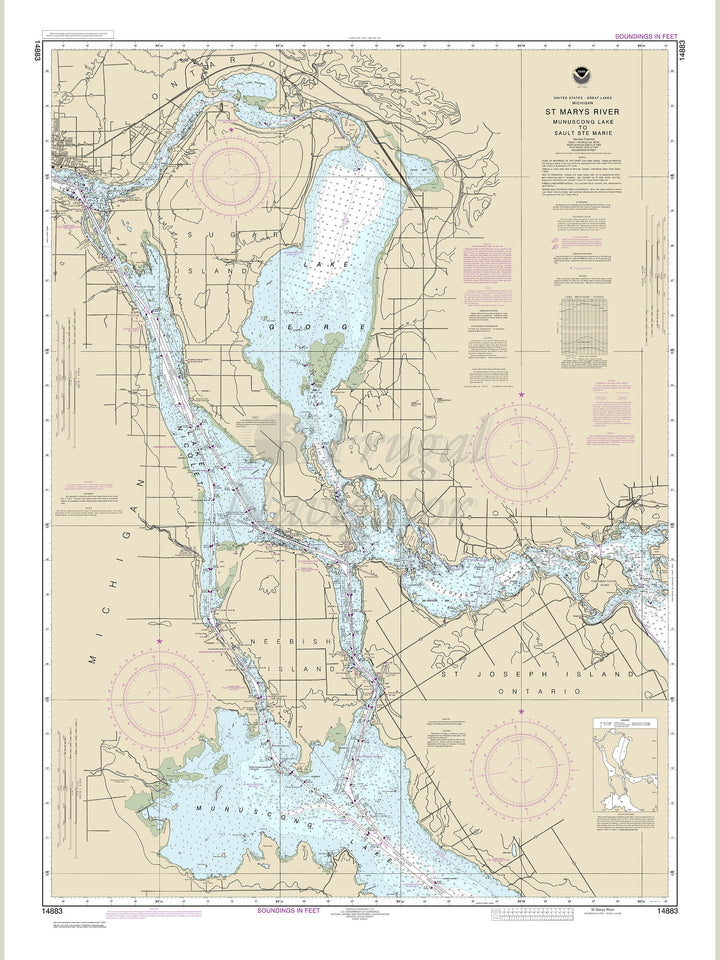 Archival NOAA nautical chart St. – Marys River - Munuscong Lake to Sault Ste. Marie.