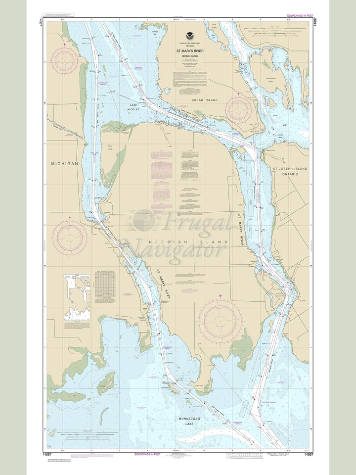 Archival NOAA nautical chart St – Marys River - Vicinity of Neebish Island.