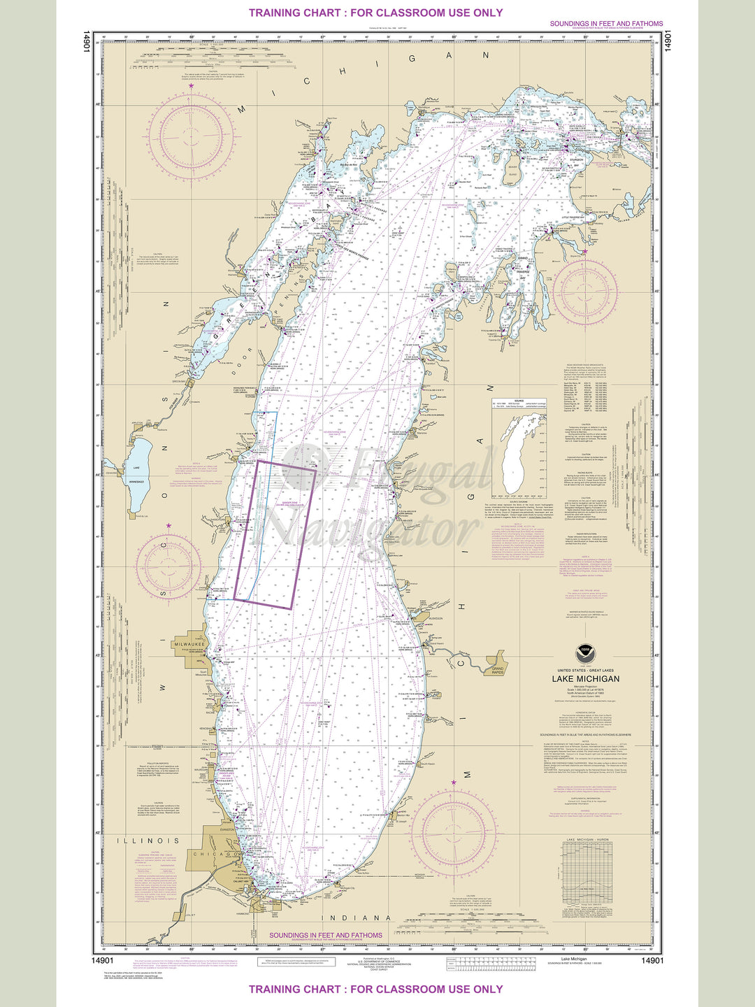 NOAA archival / training nautical chart 14901 – Lake Michigan (not for navigation).