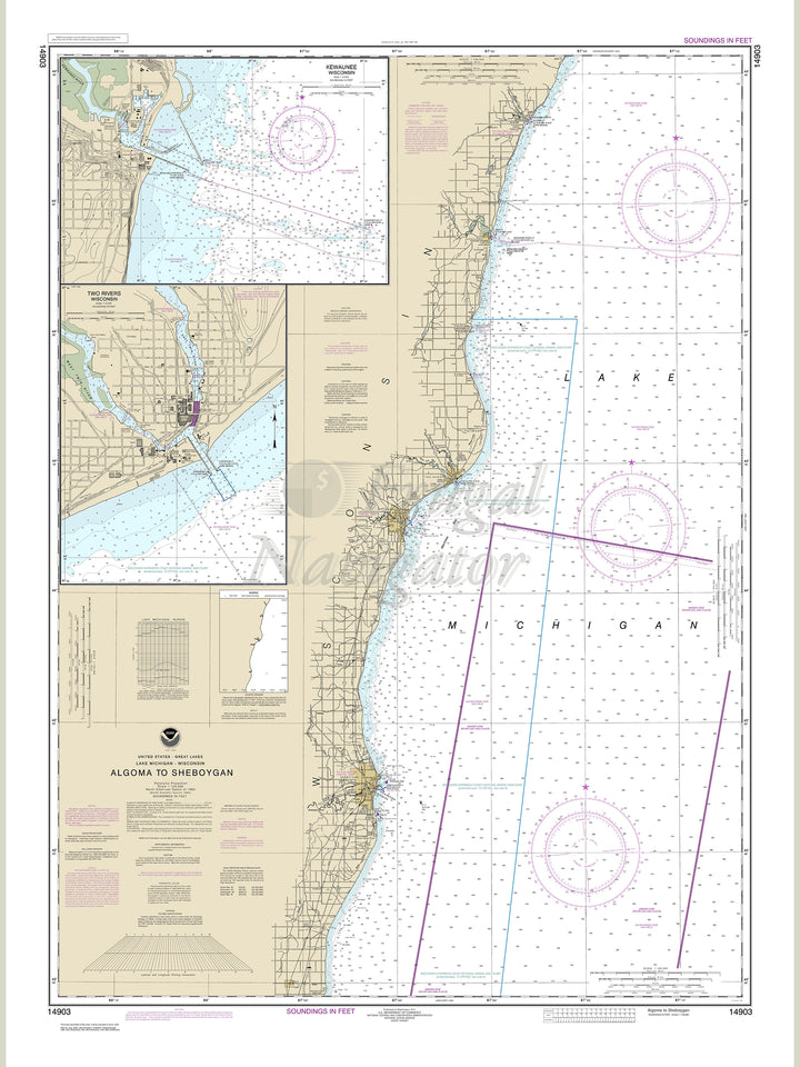 Archival NOAA nautical chart Algoma – to Sheboygan.