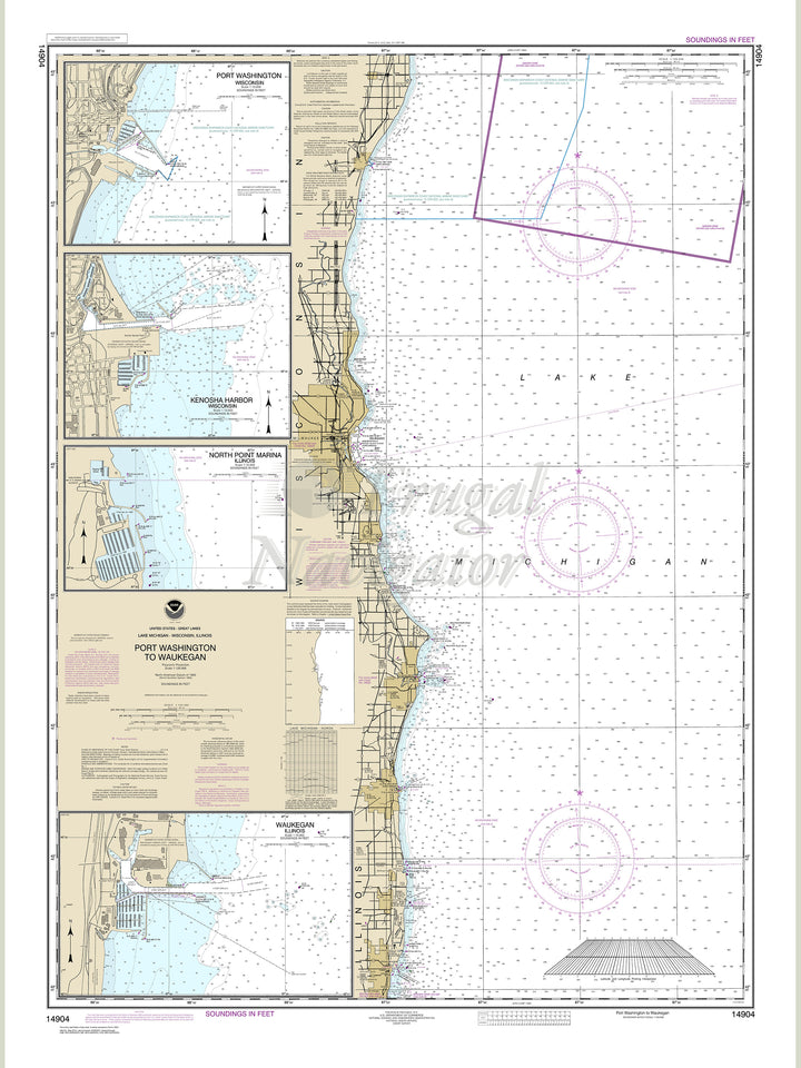 Archival NOAA nautical chart Port – Washington to Waukegan.