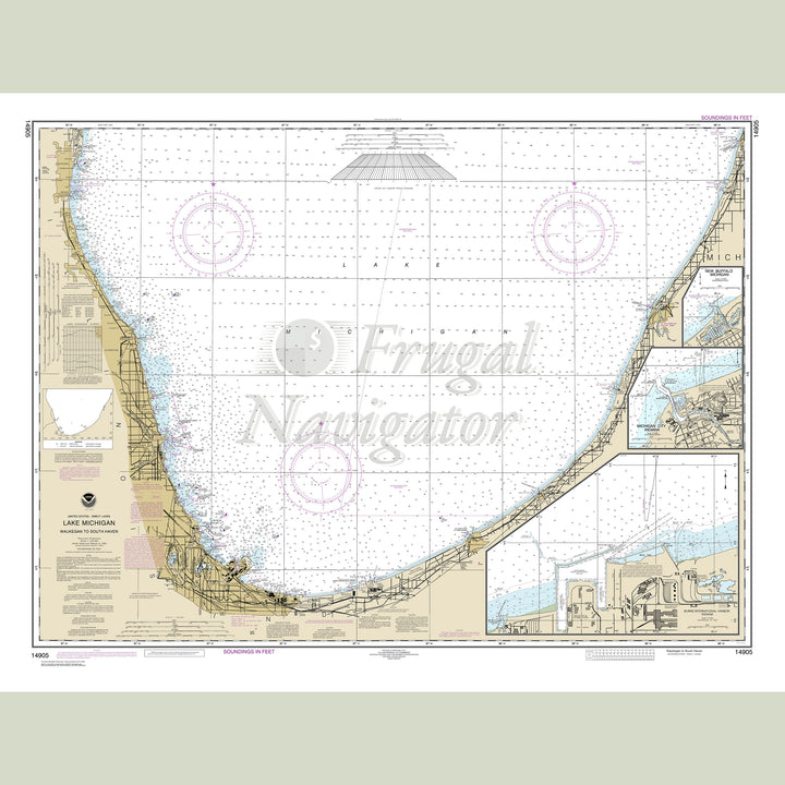 Archival NOAA nautical chart Waukegan – to South Haven.
