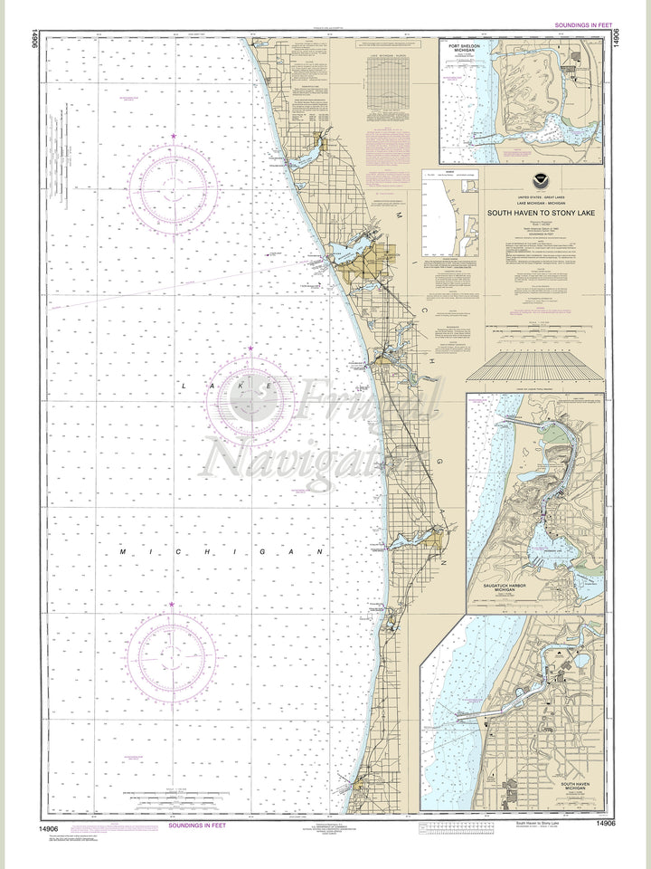 Archival NOAA nautical chart South – Haven to Stony Lake.