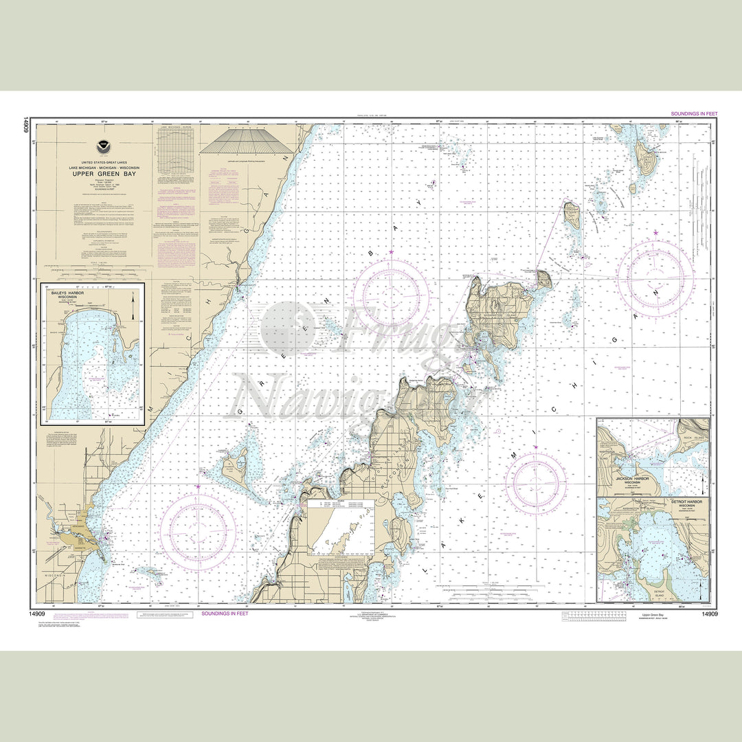 Archival NOAA nautical chart Upper – Green Bay.
