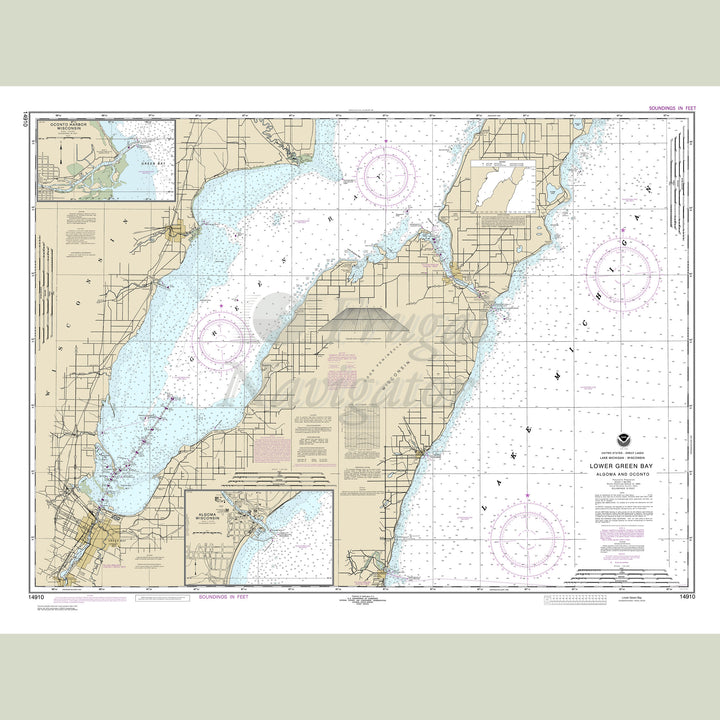 Archival NOAA nautical chart Lower – Green Bay.