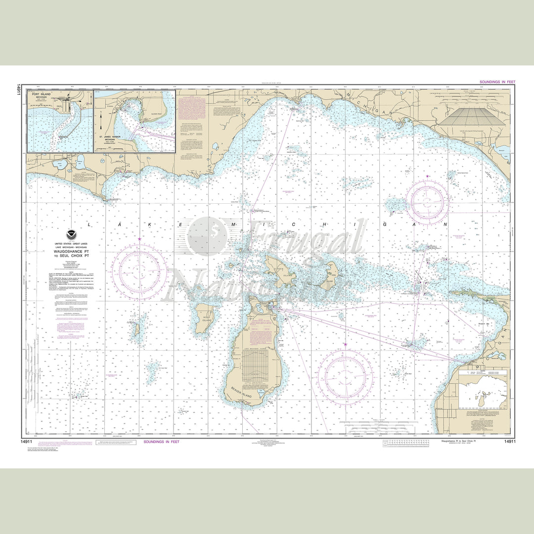 Archival NOAA nautical chart Lake – Michigan - Waugoshance Point to Seul Choix Point.