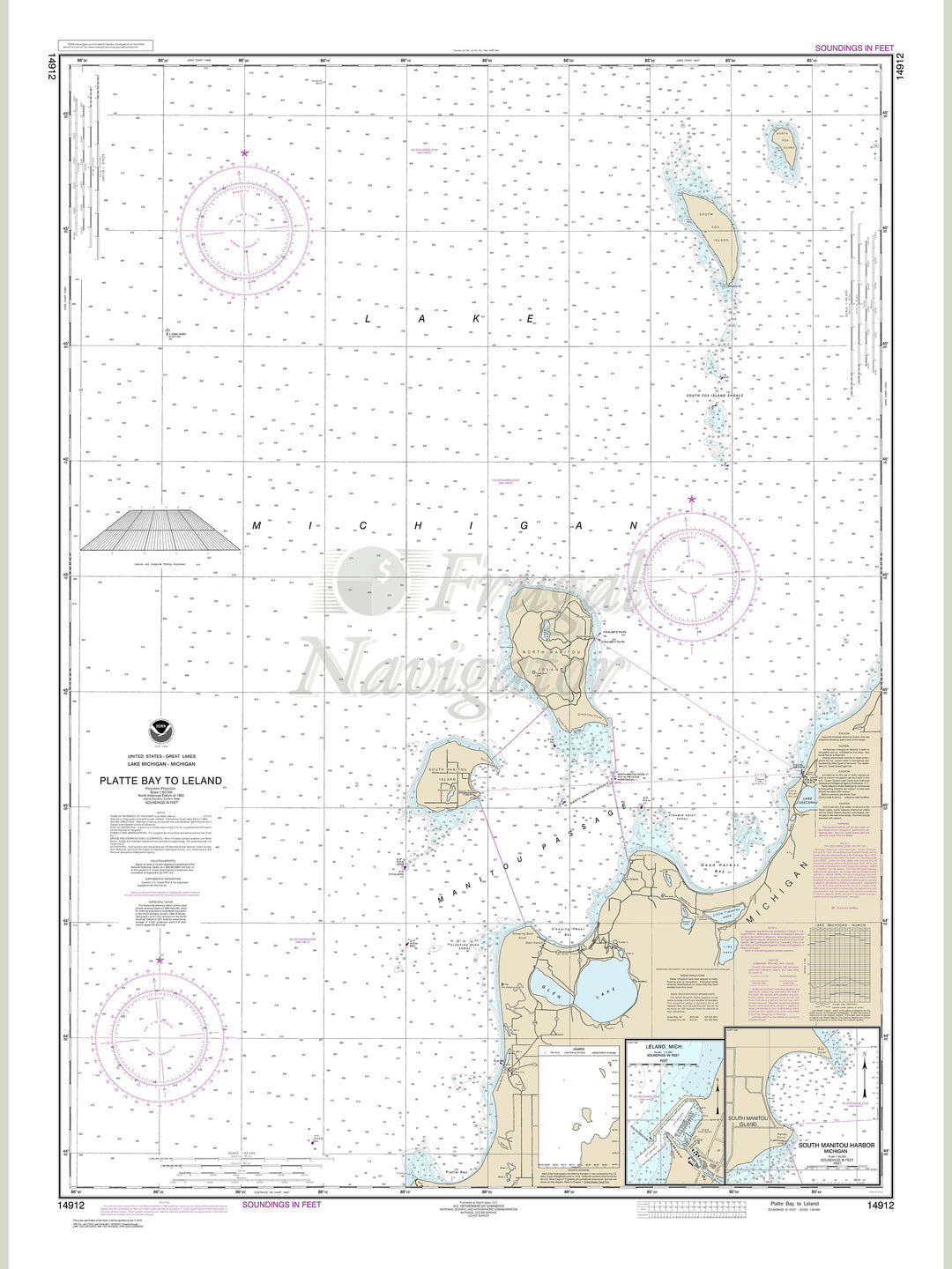Archival NOAA nautical chart Platte – Bay to Leland.