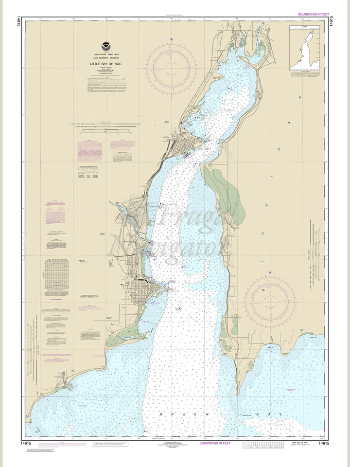 Archival NOAA nautical chart Little – Bay de Noc.