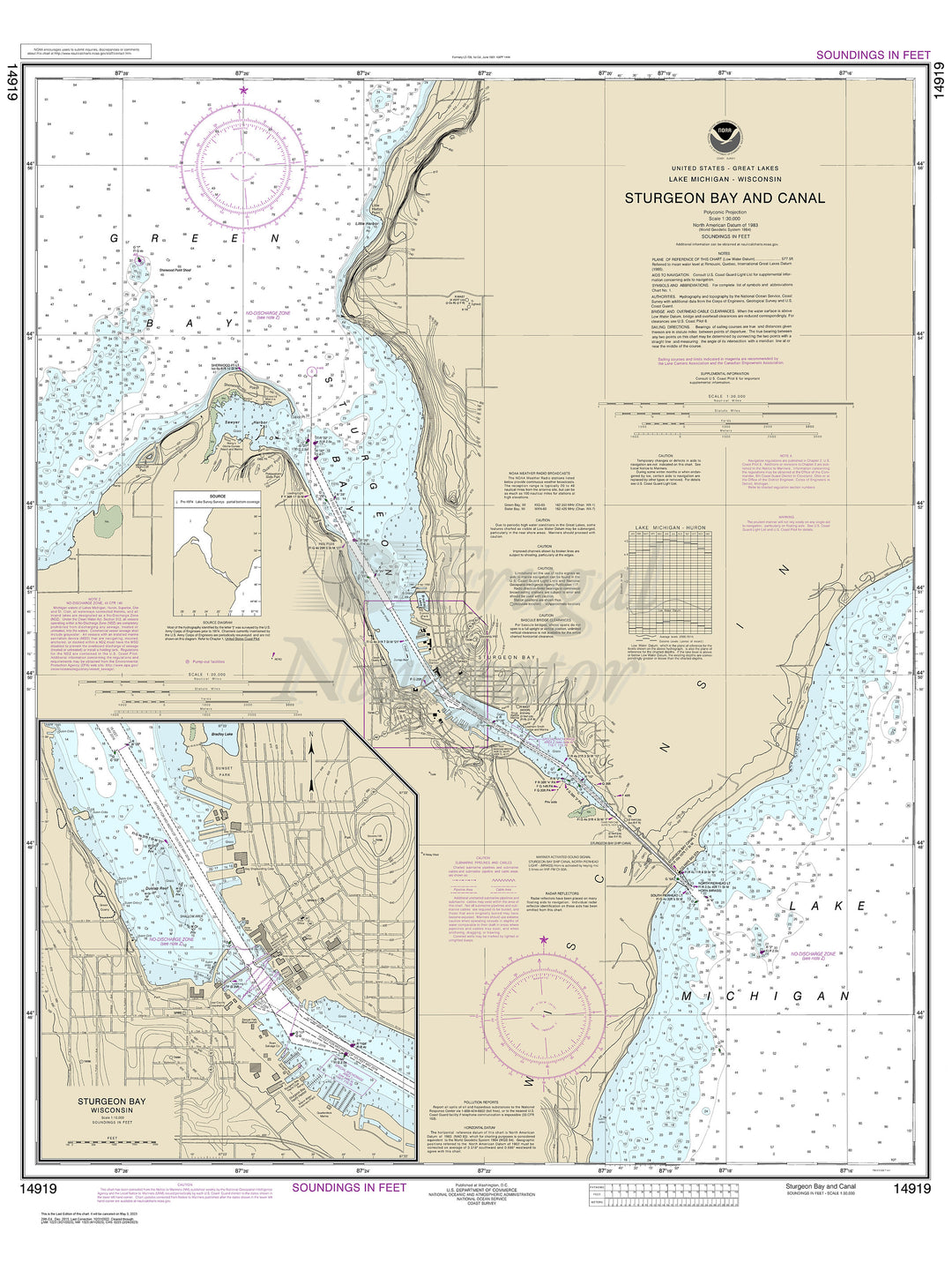 Archival NOAA nautical chart Sturgeon – Bay and Canal;Sturgeon Bay.