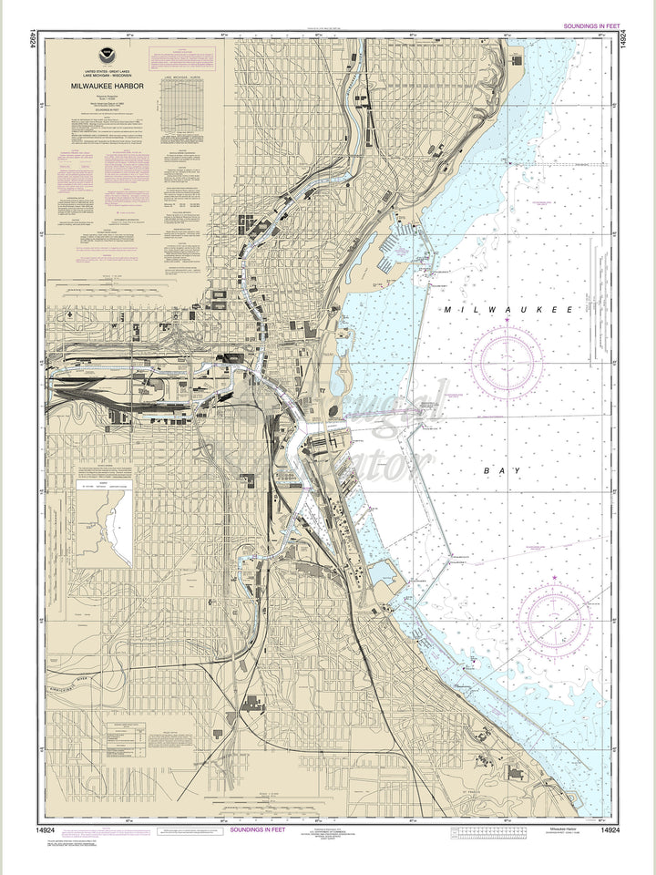 Archival NOAA nautical chart Milwaukee – Harbor.