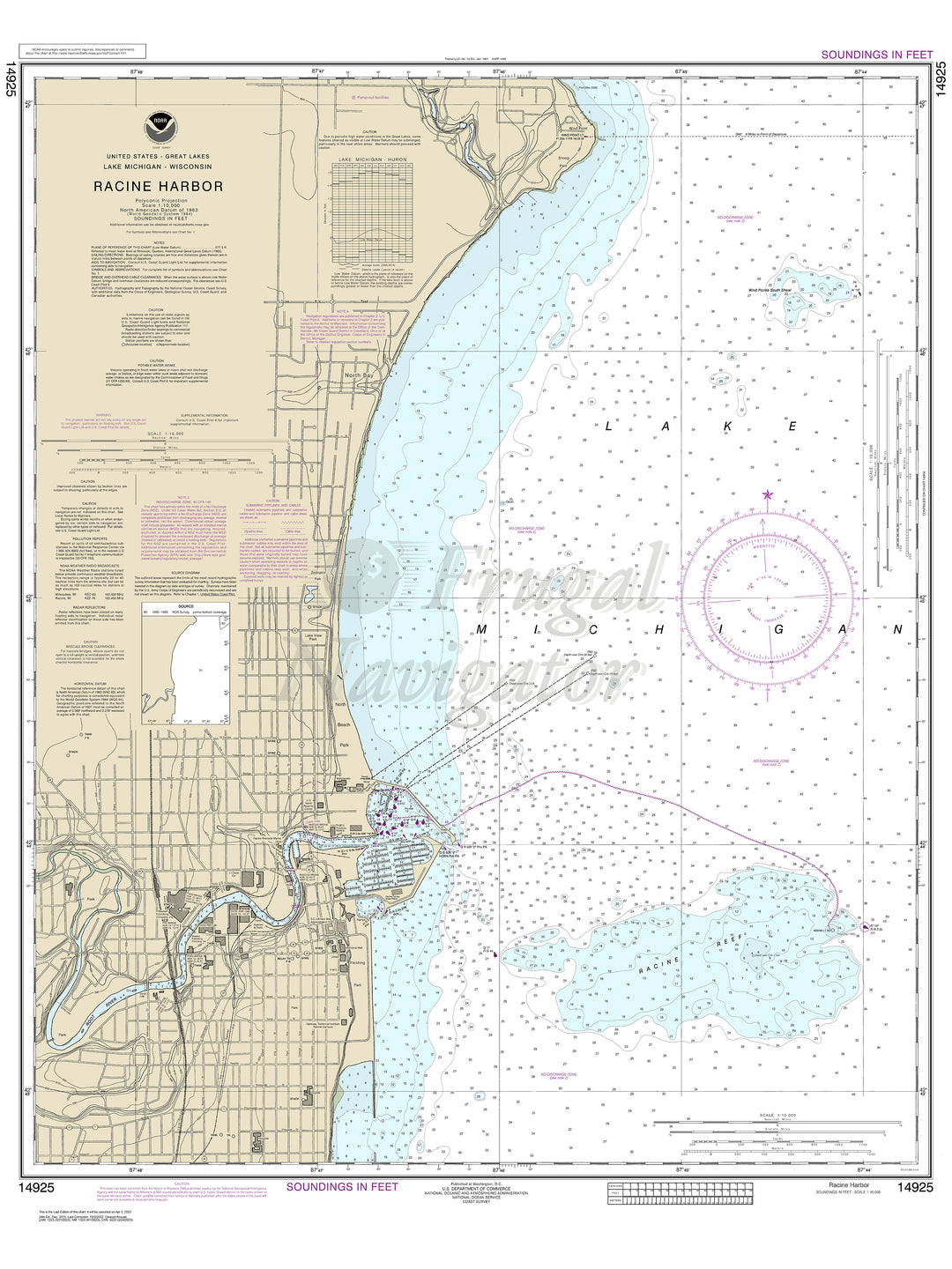 Archival NOAA nautical chart Racine – Harbor.
