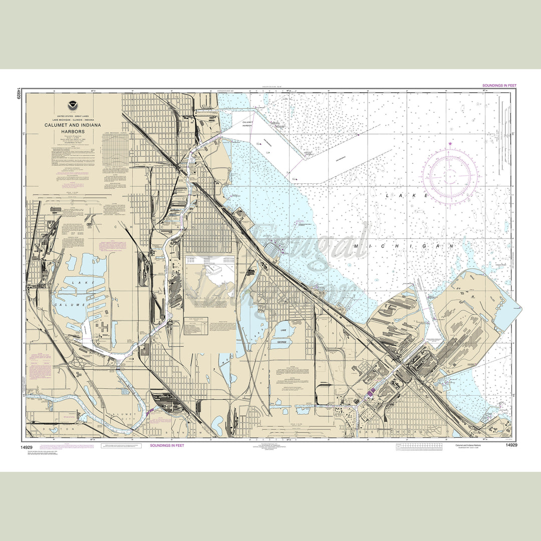 Archival NOAA nautical chart Calumet, – Indiana and Buffington Harbors, and Lake Calumet.