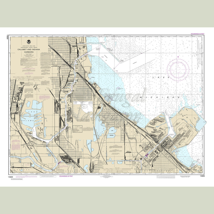 Archival NOAA nautical chart Calumet, – Indiana and Buffington Harbors, and Lake Calumet.
