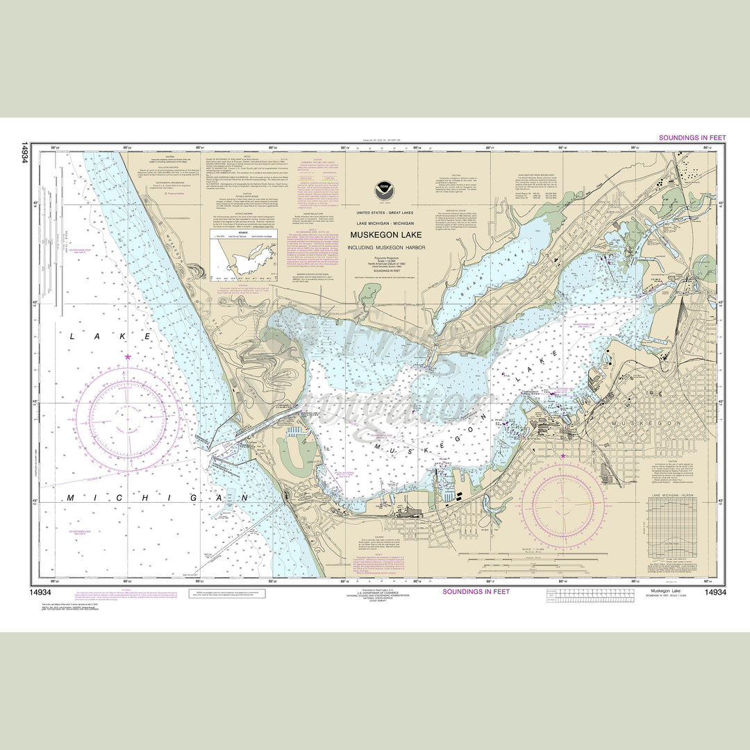 Archival NOAA nautical chart Muskegon – Lake and Muskegon Harbor.