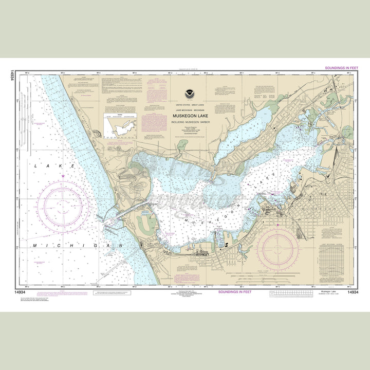 Archival NOAA nautical chart Muskegon – Lake and Muskegon Harbor.