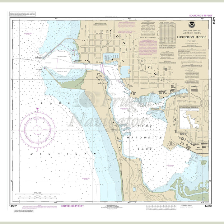 Archival NOAA nautical chart Ludington – Harbor.