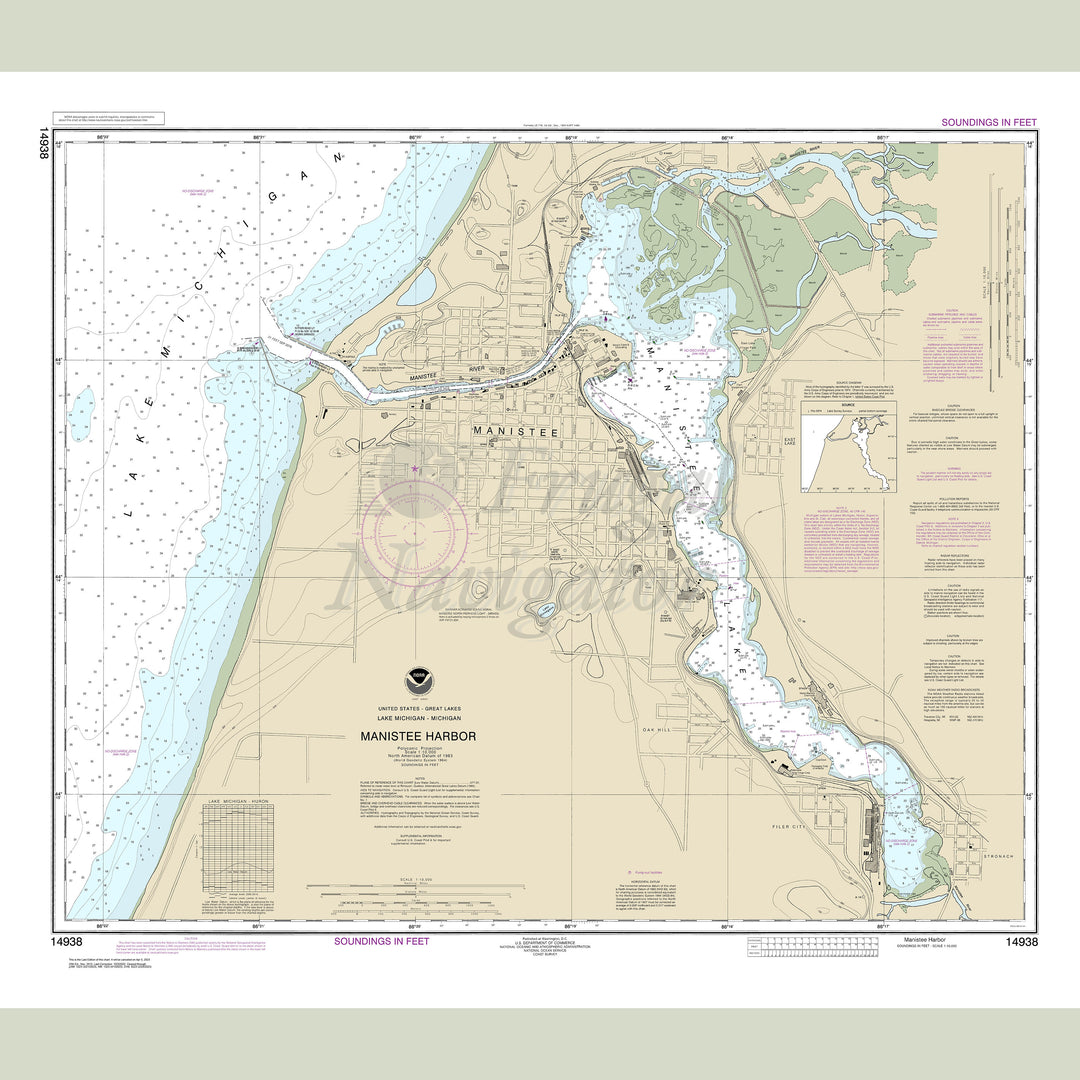 Archival NOAA nautical chart Manistee – Harbor and Manistee Lake.