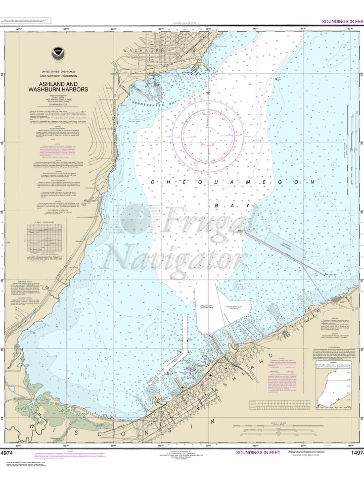 Archival NOAA nautical chart Ashland – and Washburn harbors.