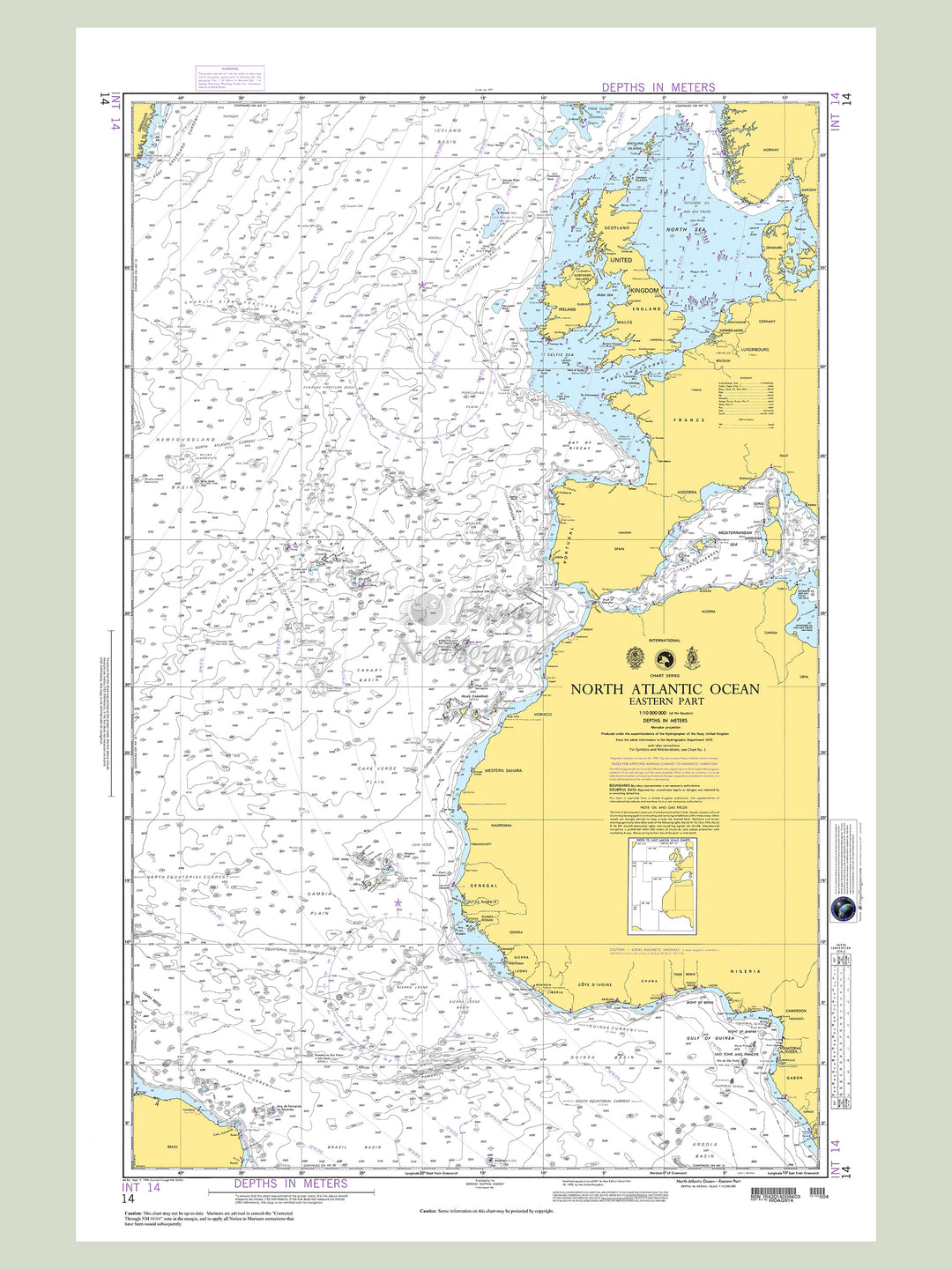 Official NGA nautical chart 14 – North Atlantic Ocean - Eastern Part.
