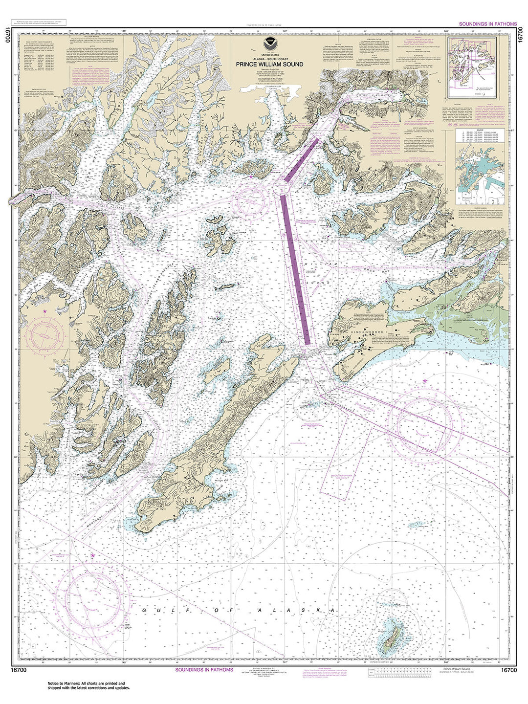 Archival NOAA nautical chart Prince – William Sound.