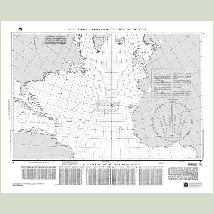 Official NGA nautical chart 17 – Great Circle Sailing Chart of the North Atlantic.