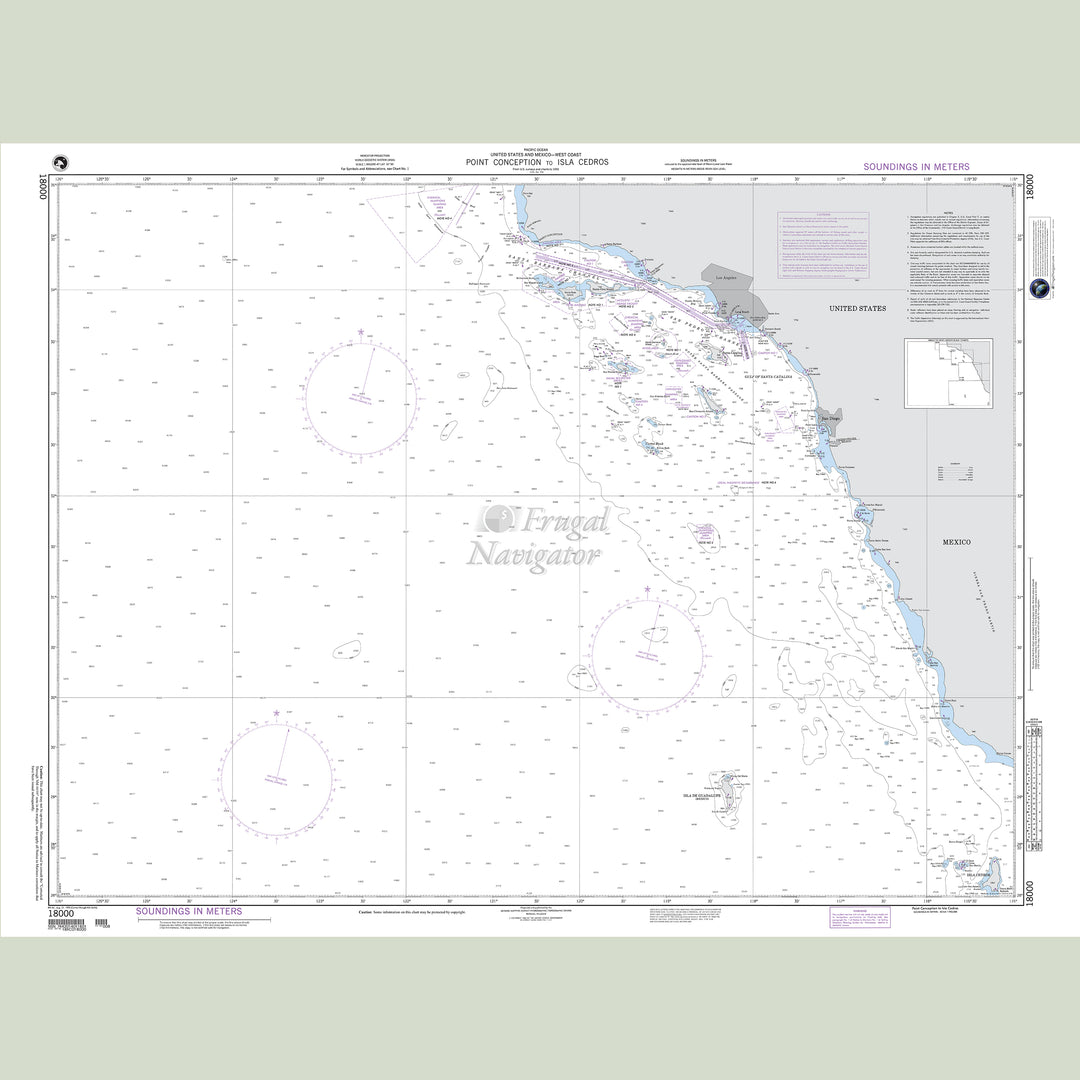 Official NGA nautical chart 18000 – U.S. and  Mexico - Baja California - Point Conception to Isla Cedros.