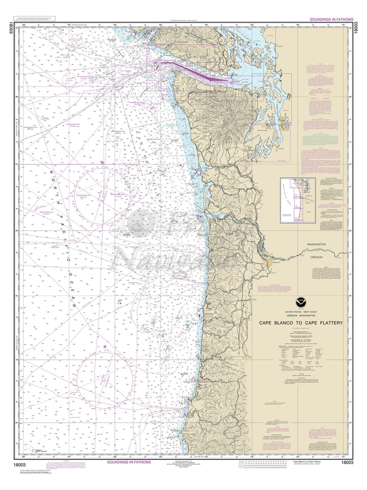 Archival NOAA nautical chart Cape – Blanco to Cape Flattery.