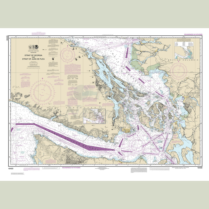 Archival NOAA nautical chart Strait – of Georgia and Strait of Juan de Fuca.