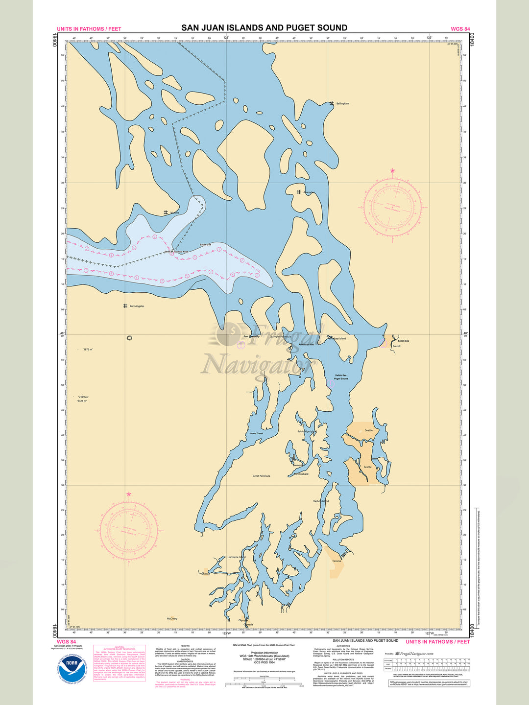 Official NOAA nautical chart 18400 – San Juan Islands and Puget Sound.