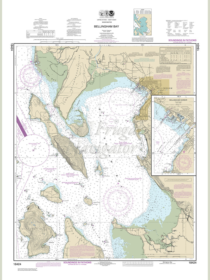 Archival NOAA nautical chart Bellingham – Bay;Bellingham Harbor.